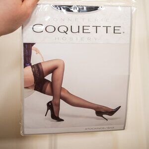 Coquette hoisery thigh high stockings with lace top in black